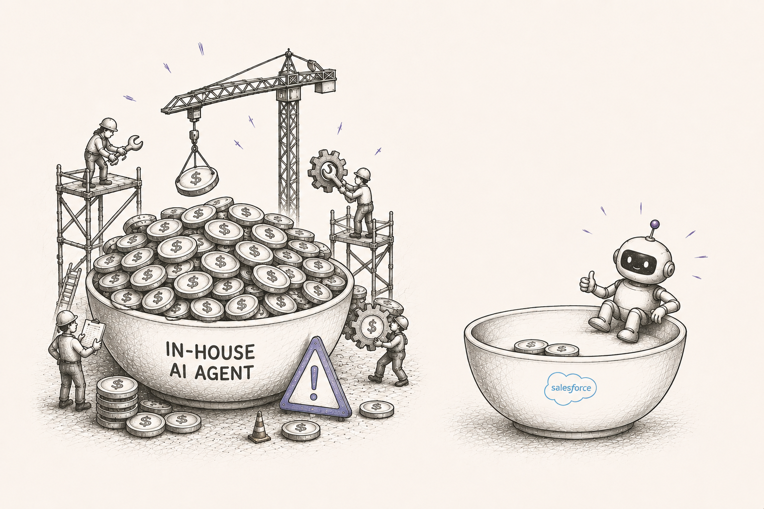 Is Salesforce Agentforce Pricing More Cost-Effective Than Building and Maintaining Proprietary In-House AI Agents?