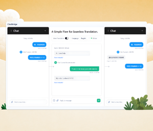 Customers chat window and support agents service hub window