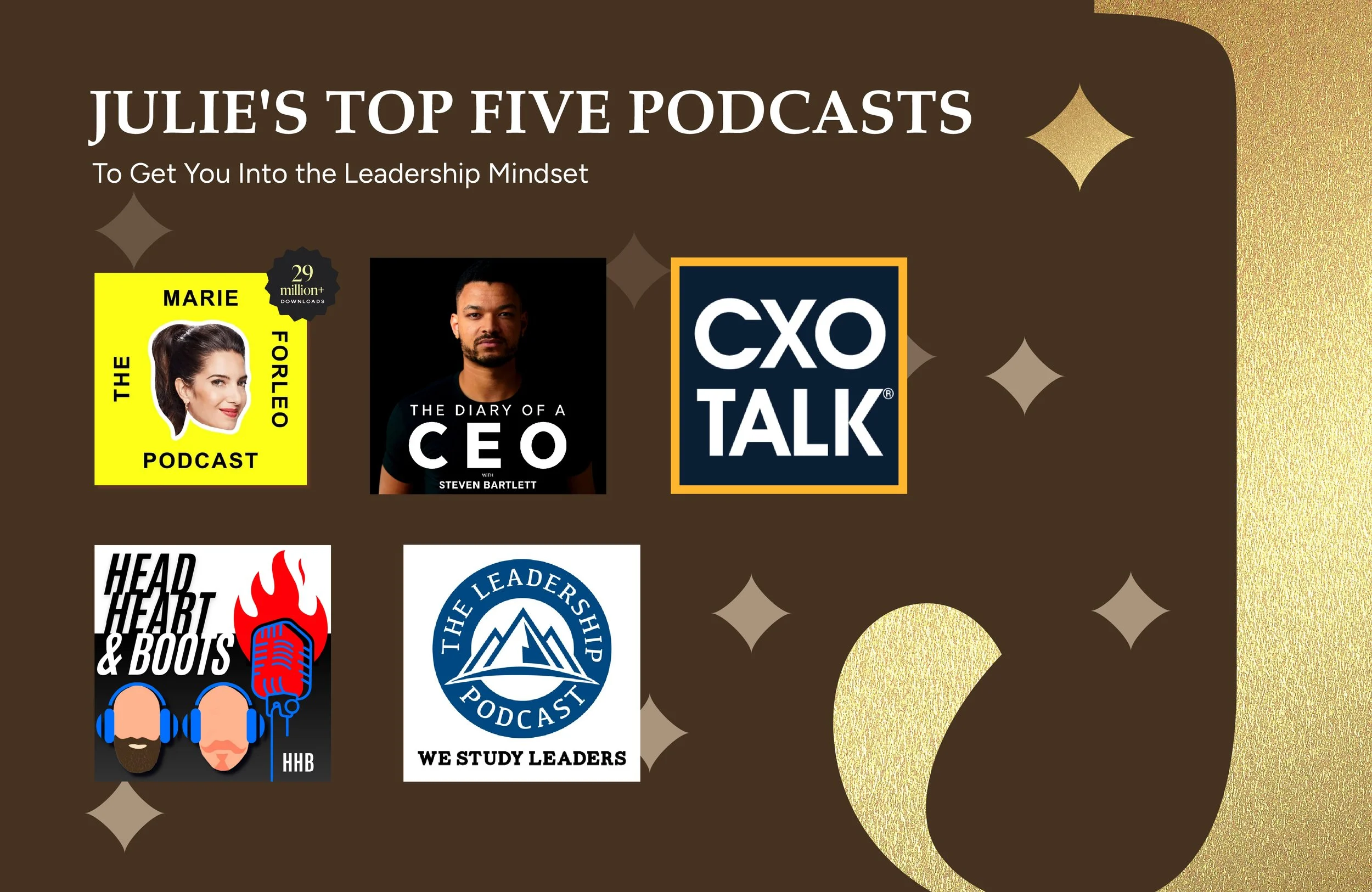 Julie’s Top Five Podcasts to Get You Into the Leadership Mindset