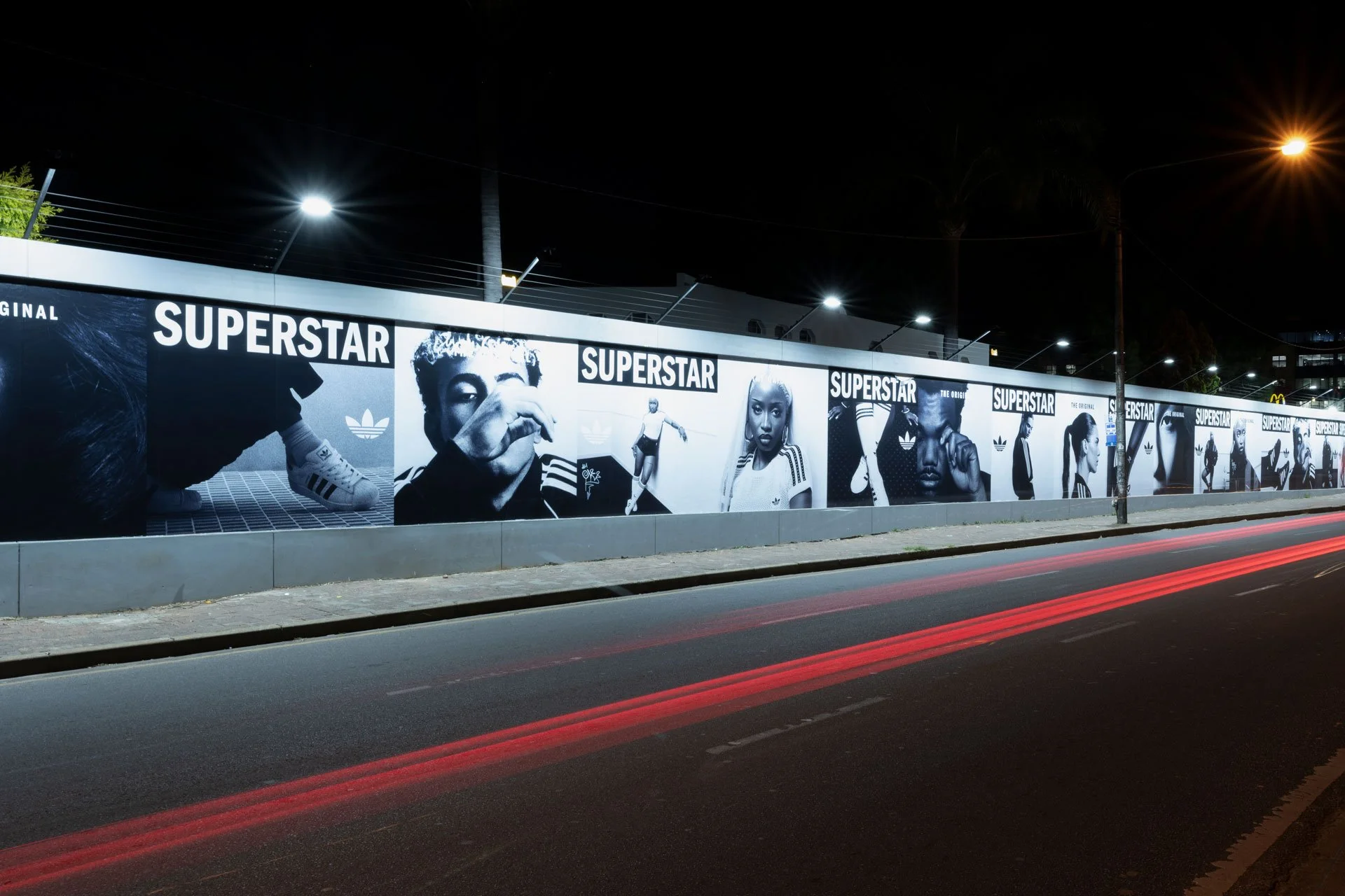OOH Billboard of the adidas originals superstar spring summer 2026 campaign on Oxford Street in Johannesburg, South Africa