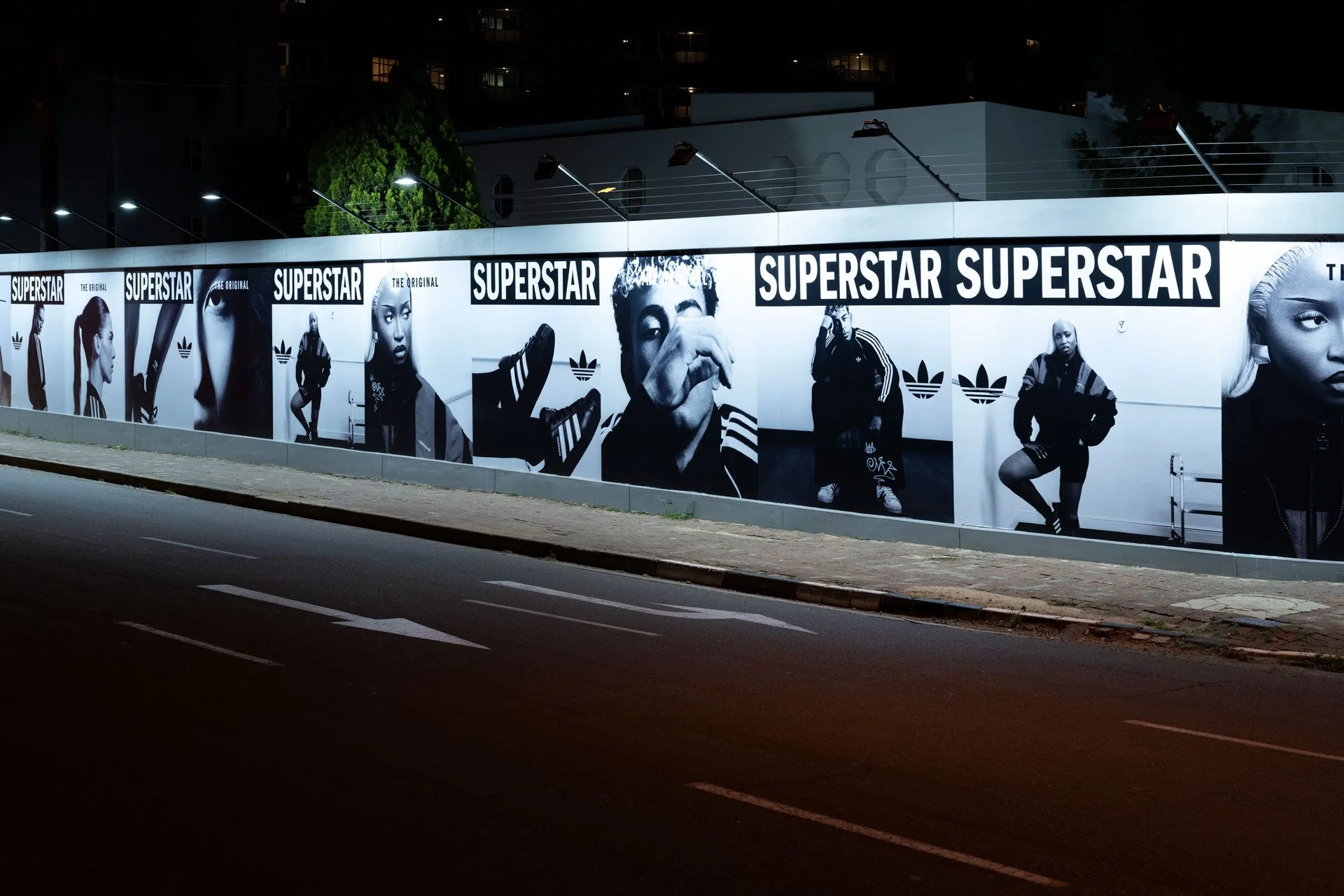 OOH Billboard of the adidas originals superstar spring summer 2026 campaign on Oxford Street in Rosebank, Johannesburg, South Africa