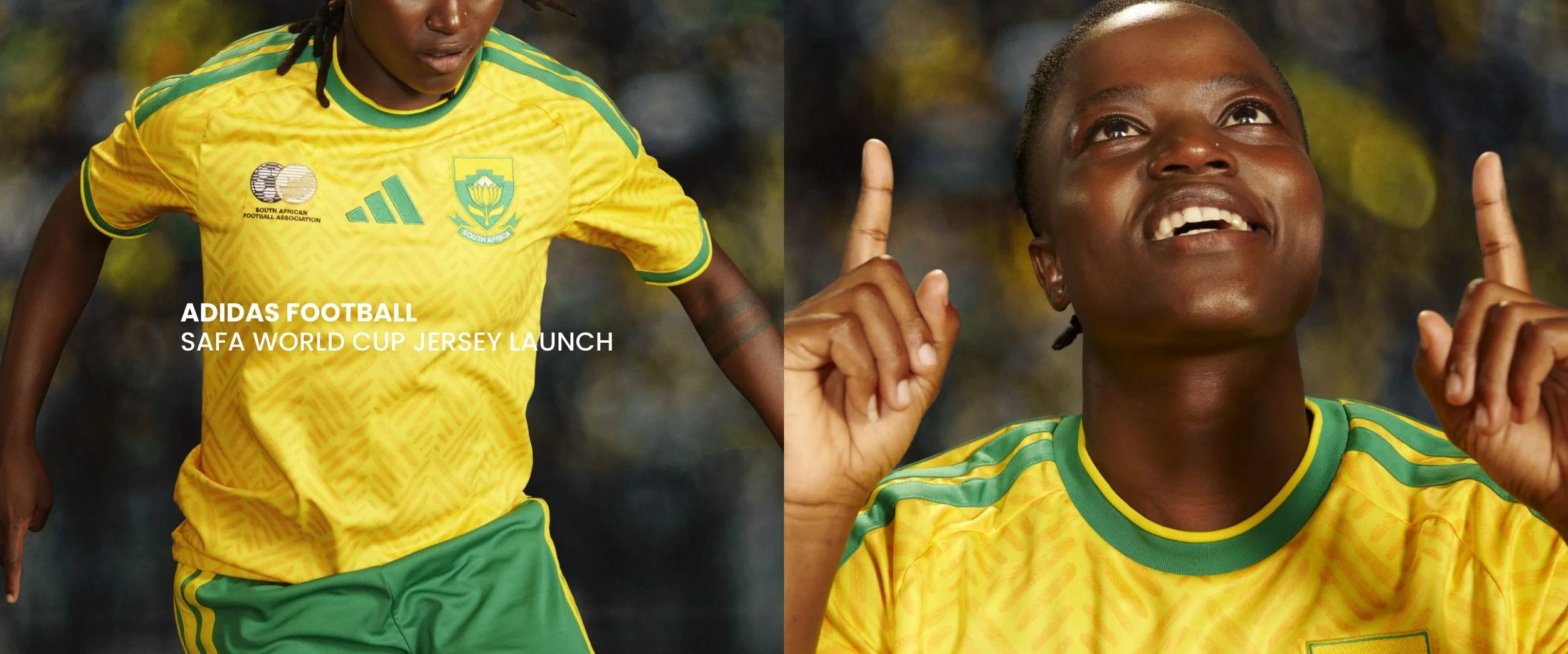 Project banner for the adidas Football safa world cup 2026 jersey launch Bafana Bafana athletes