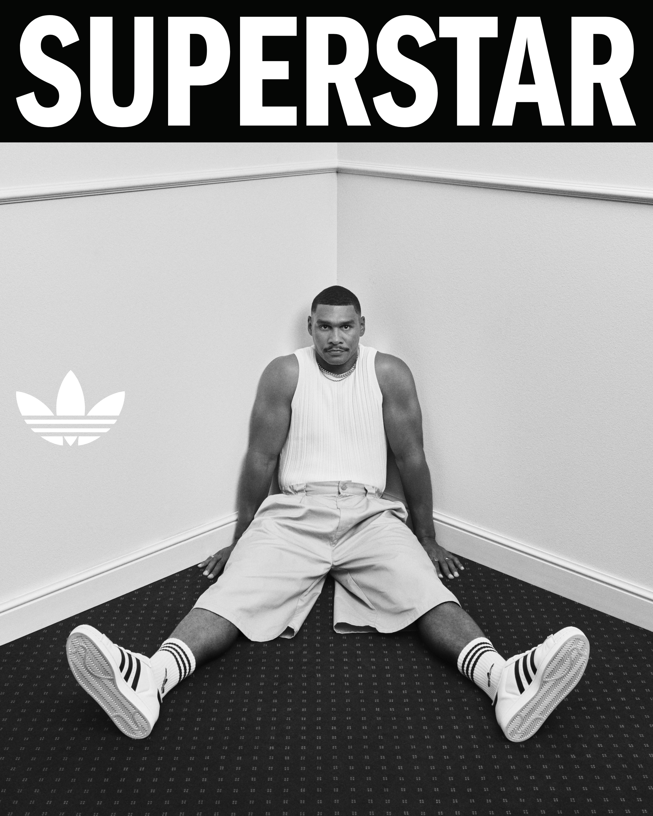 South African Springbok and Stormers rugby player, Damien Willemse for the adidas originals superstar spring summer 2026 campaign