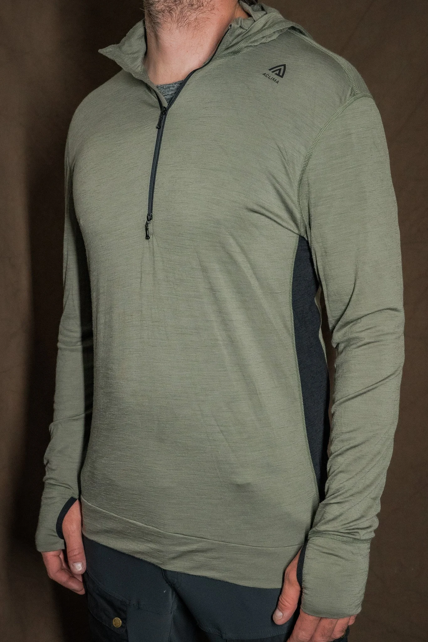 Aclima Lightwool Ranger Hooded Base Layer Mens Large Green / Black