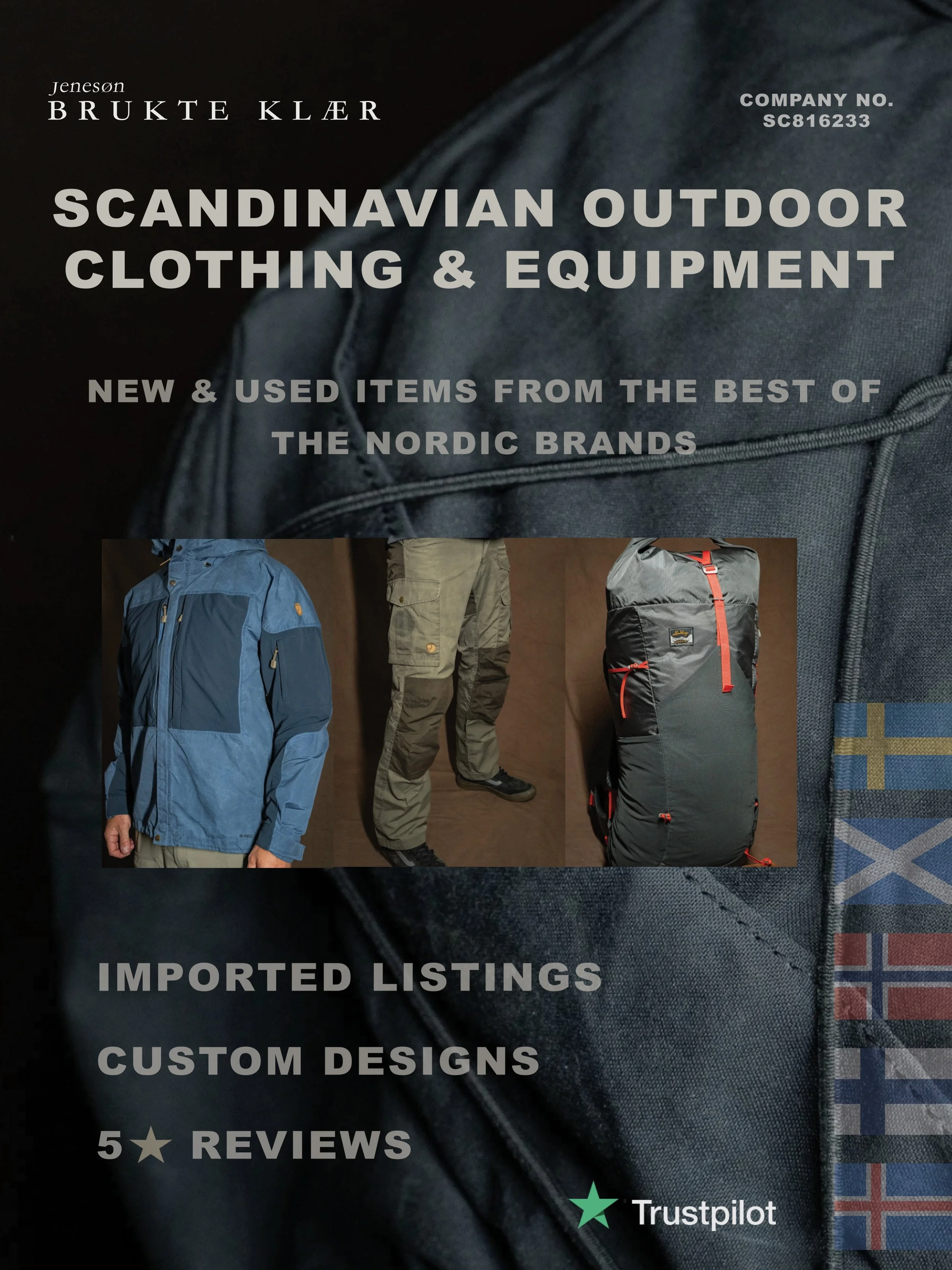 NEW LISTINGS ON THE WAY&hellip;

We source and import the finest new and used Scandinavian outdoor clothing and equipment for new users in the UK. 

All used items are:

INSPECTED / WASHED / REWAXED &amp; REPROOFED prior to listing

We are also proud