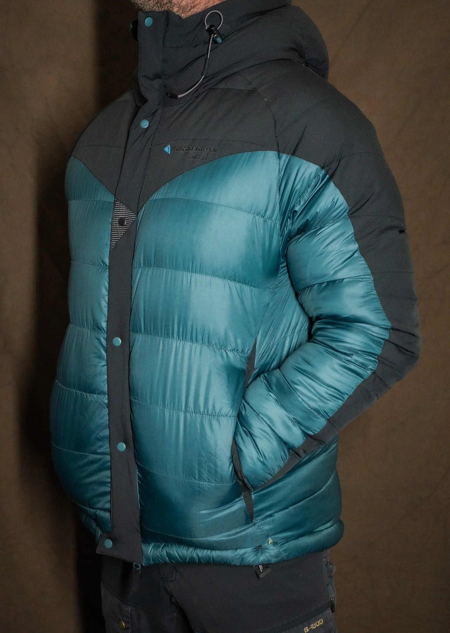 Klättermusen Bore 2.0 Down Jacket Mens Medium Deep Sea Blue / Black