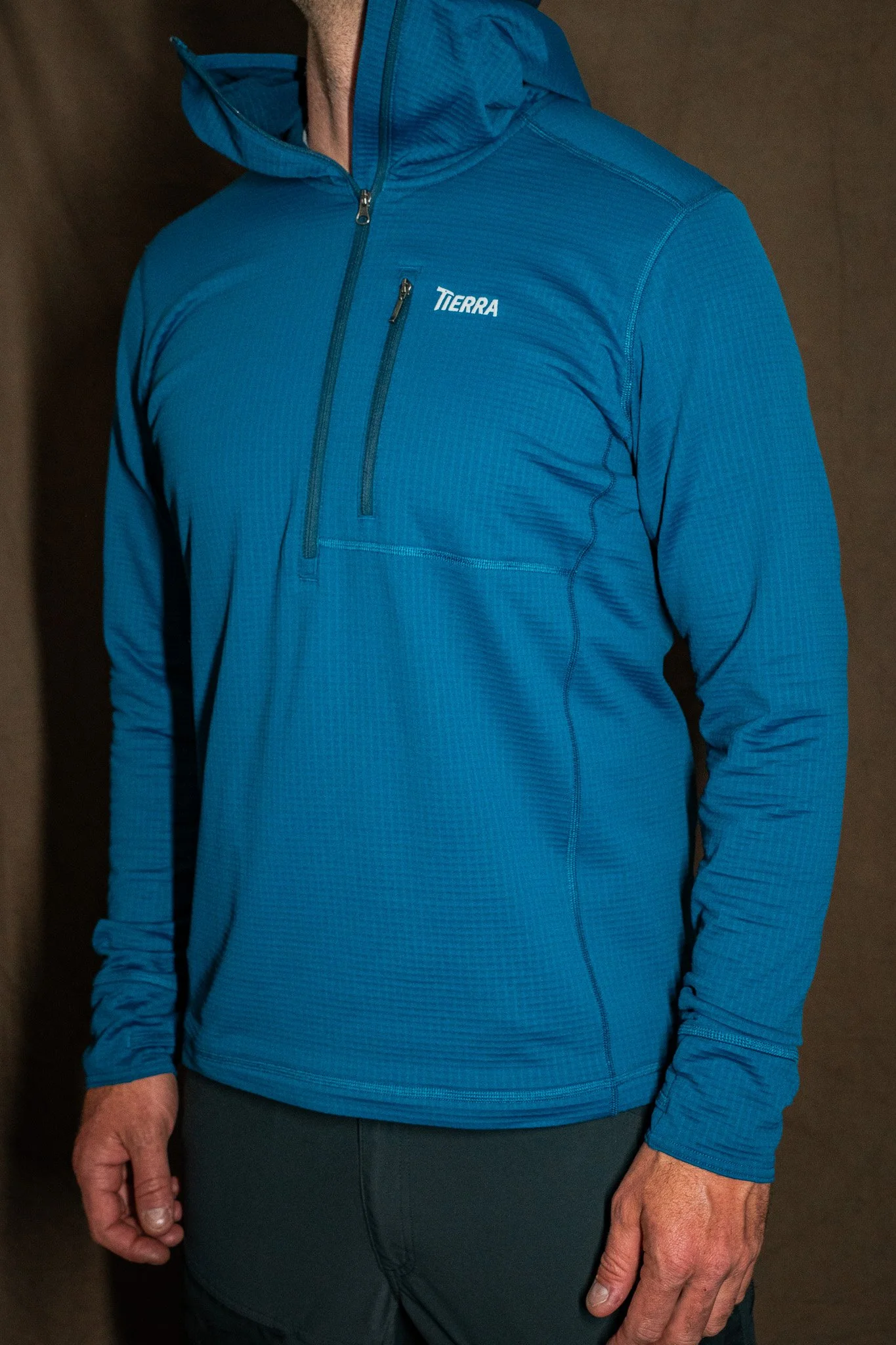 Tierra Nallo Hood Half Zip Fleece Mens Medium Deep Sea