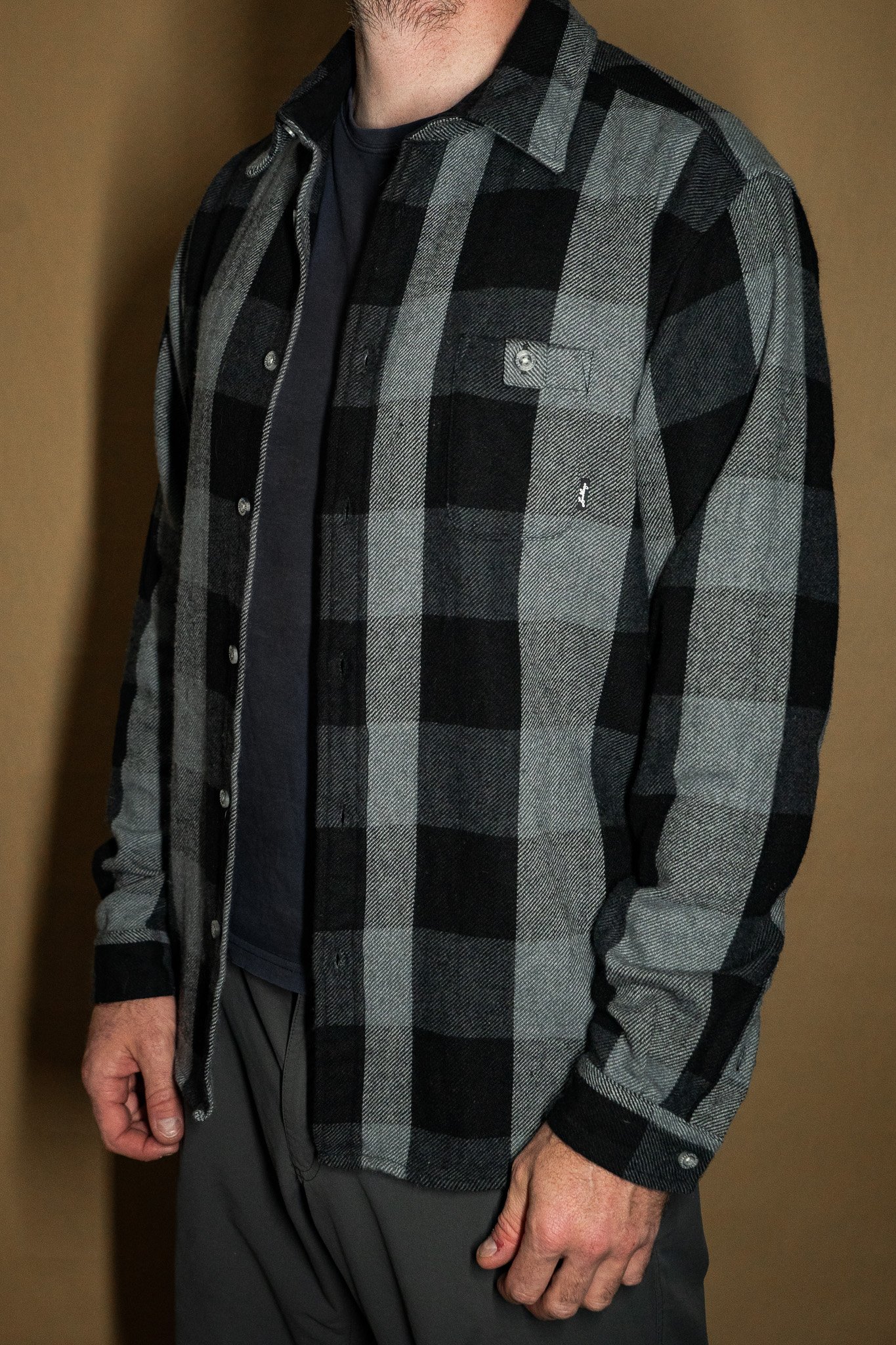 Lundhags Wool Shirt Mens Large Grey Black