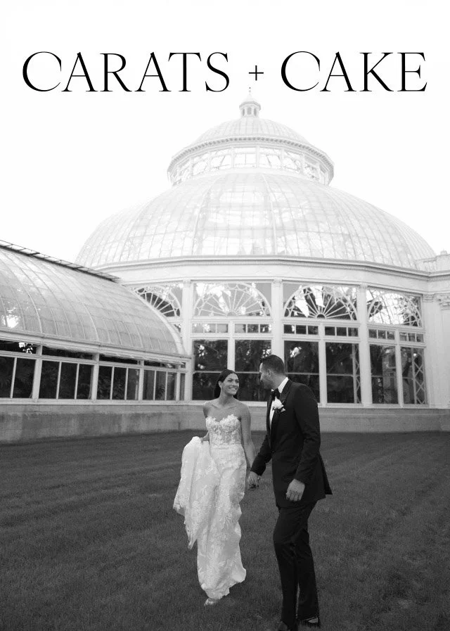 Couple holding hands and smiling, with a Carats + Cake logo above them.