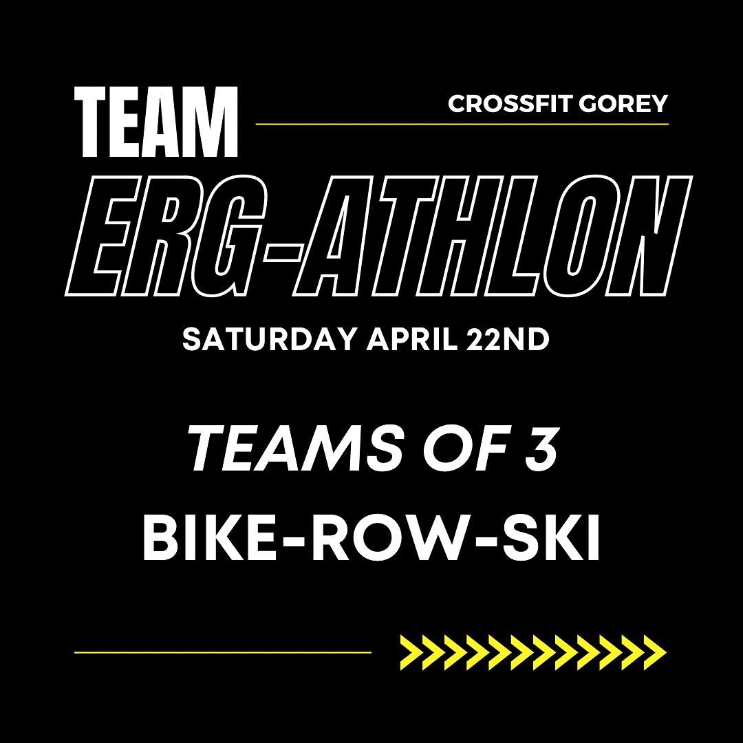 We&rsquo;re holding our next in-house competition on Saturday 22nd of April. 

CFG TEAM ERG-ATHLON

Accumulate maximum distance in 60 minutes as a 3 person team. Ski-erg for 20 minutes, Bike-erg for 20 minutes &amp; Row-erg for 20 minutes. ⛷️ 🚴&zwj;