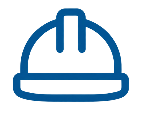 Blue construction hard hat icon.