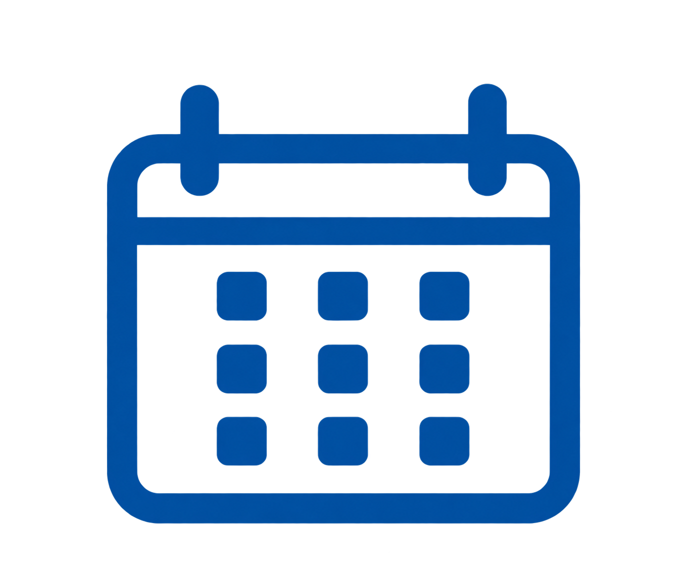 Icon of a calendar with a grid representing dates, and a small arrow at the bottom left corner.