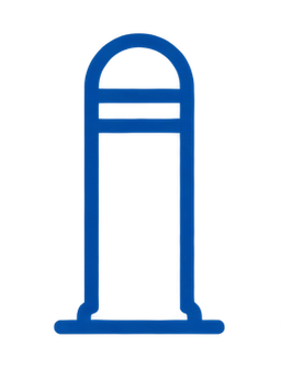Blue icon representing a bollard