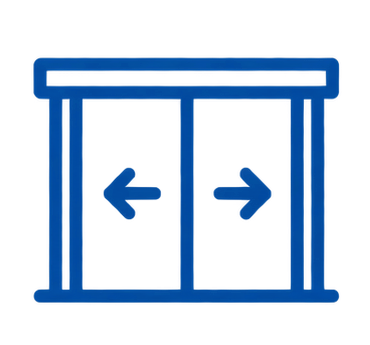Blue icon representing sliding automatic doors