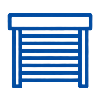 Blue icon representing a shutter door