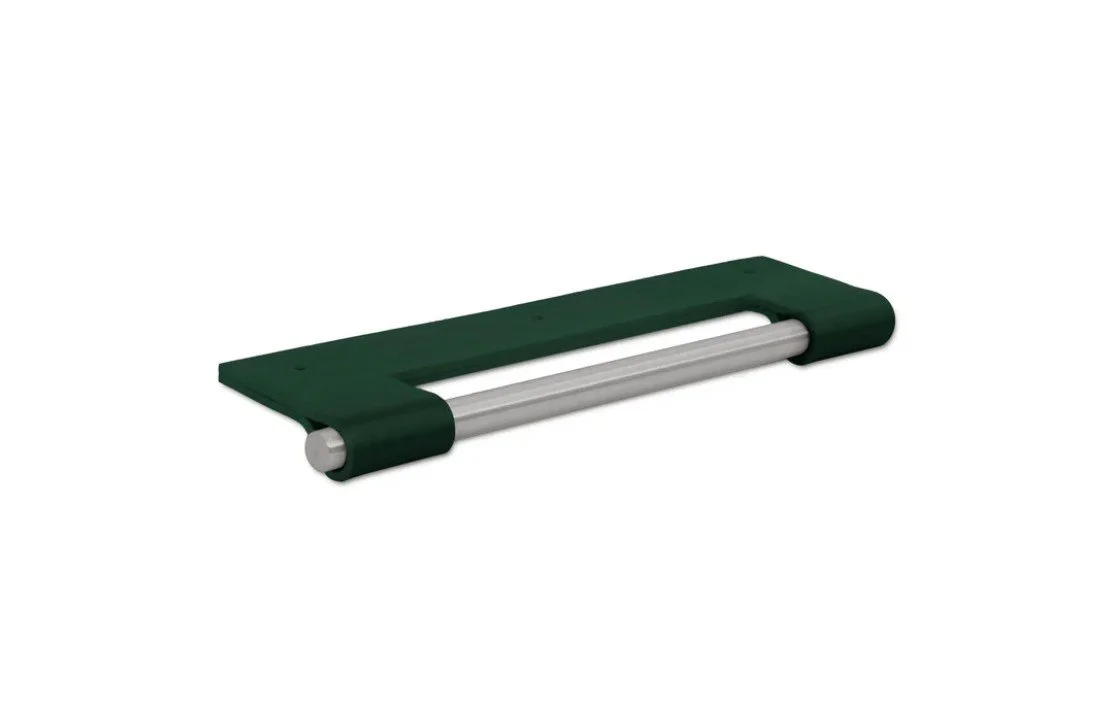 SILVER AND GREEN LEATHER OPEN EDGE PULL