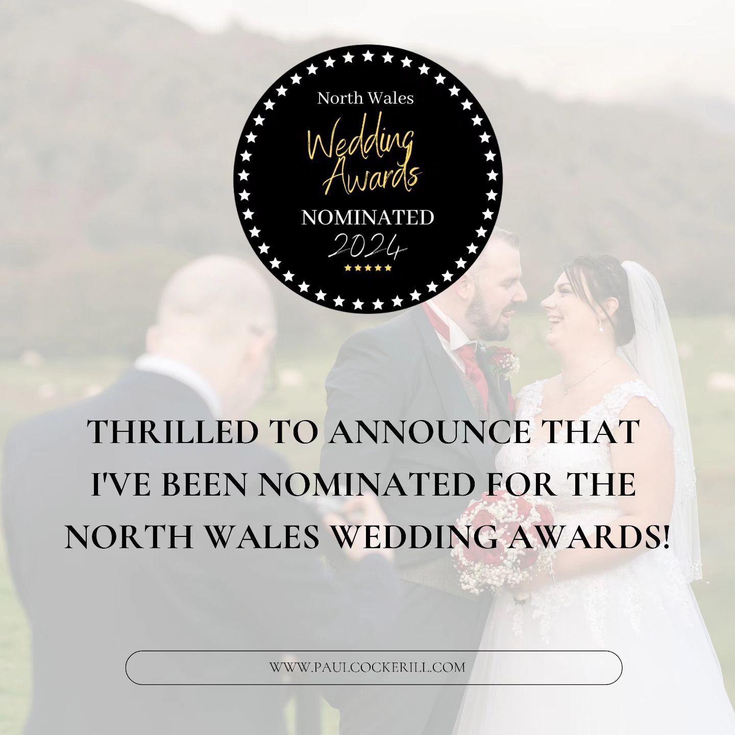 I'm thrilled to share that I've been nominated for the 2024 North Wales Wedding Awards! 

Thank you from the bottom of my heart to everyone who supported me on this journey. 

If you'd like to show your support, you can cast your vote by clicking the