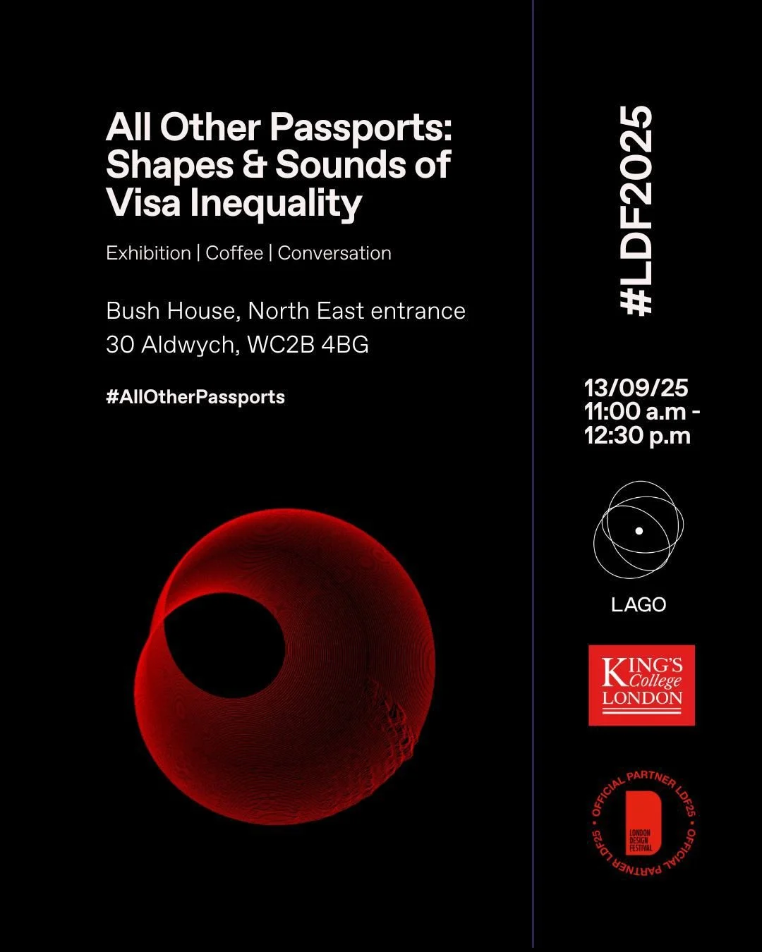 I&rsquo;ll be part of the London Design Festival (@l_d_f_official) with a project that is close to my heart.⁠
&ldquo;All Other Passports: shapes and sounds of visa inequality&rdquo; is an exhibition hosted by @lago_collective in partnership with King