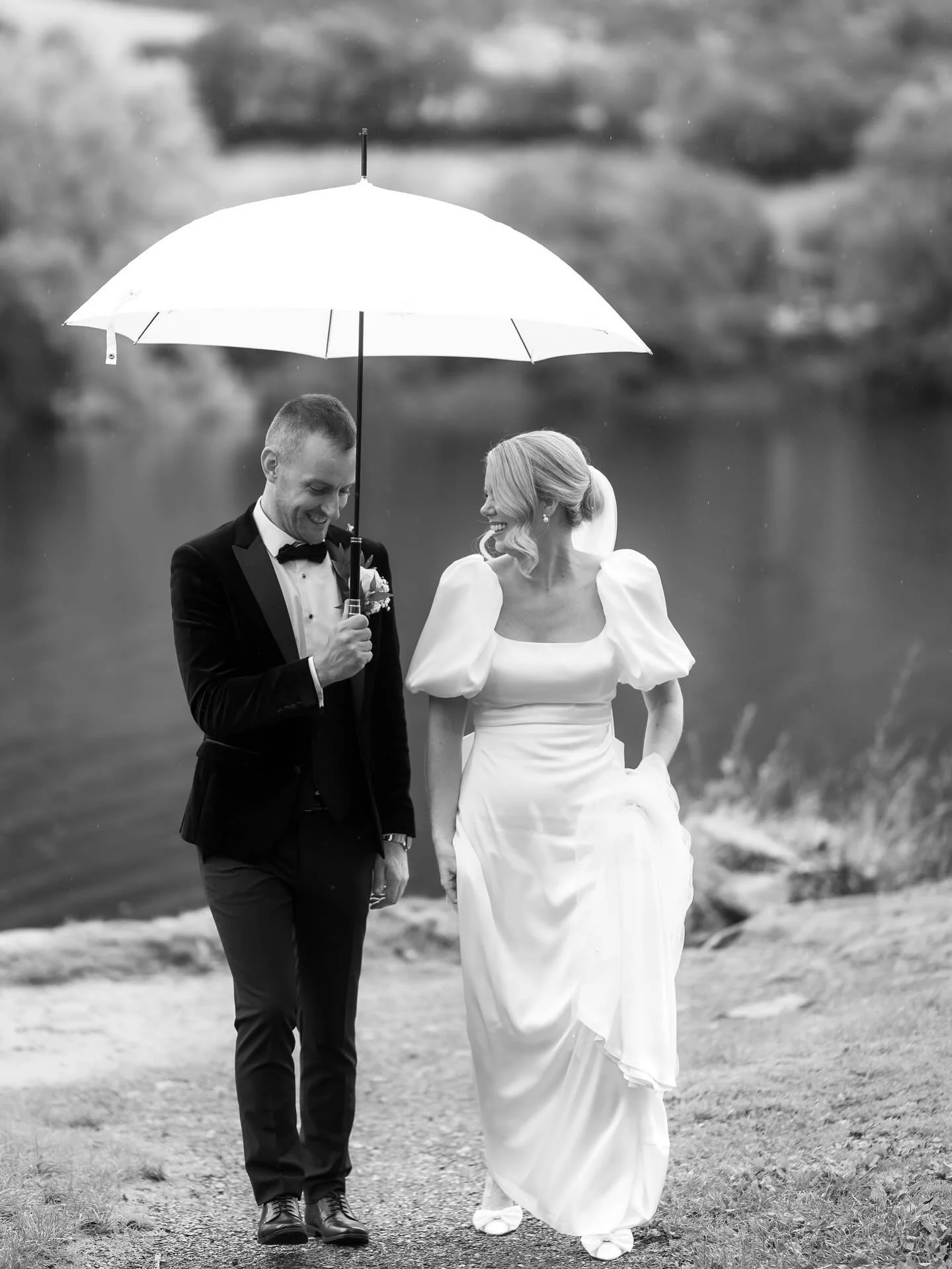 A stunning shot even in the rain 🌧️ 

Dress @jesuspeiroofficial @sayidobridalboutique 
Photography @staywildimages 
Venue @ballyseedecastle 

#weddingday #husbandandwife #justmarried