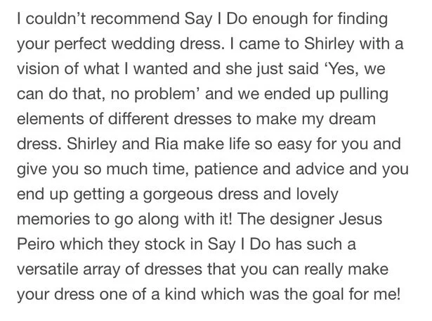 It's the best feeling receiving gorgeous feedback from our beautiful brides 💕 
@katemccarthyy__ 💕💕

#brides #sayidorealbride #loveourbrides
