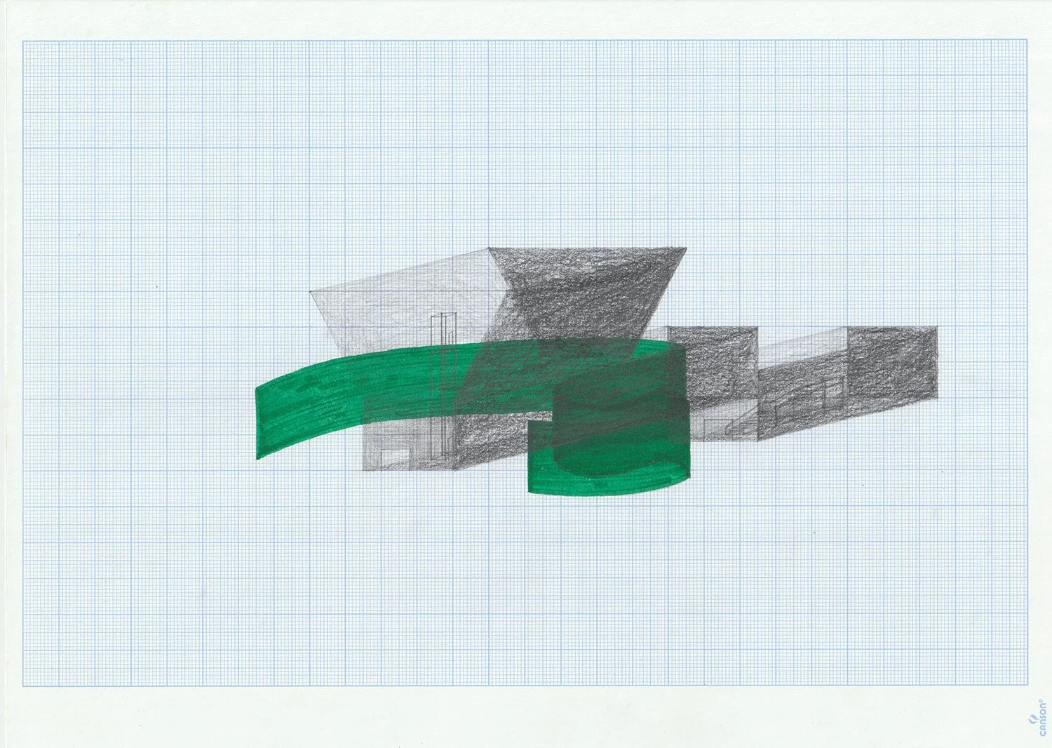 (9-b), Graphite and Sketch Pen on Graph Paper, 2017