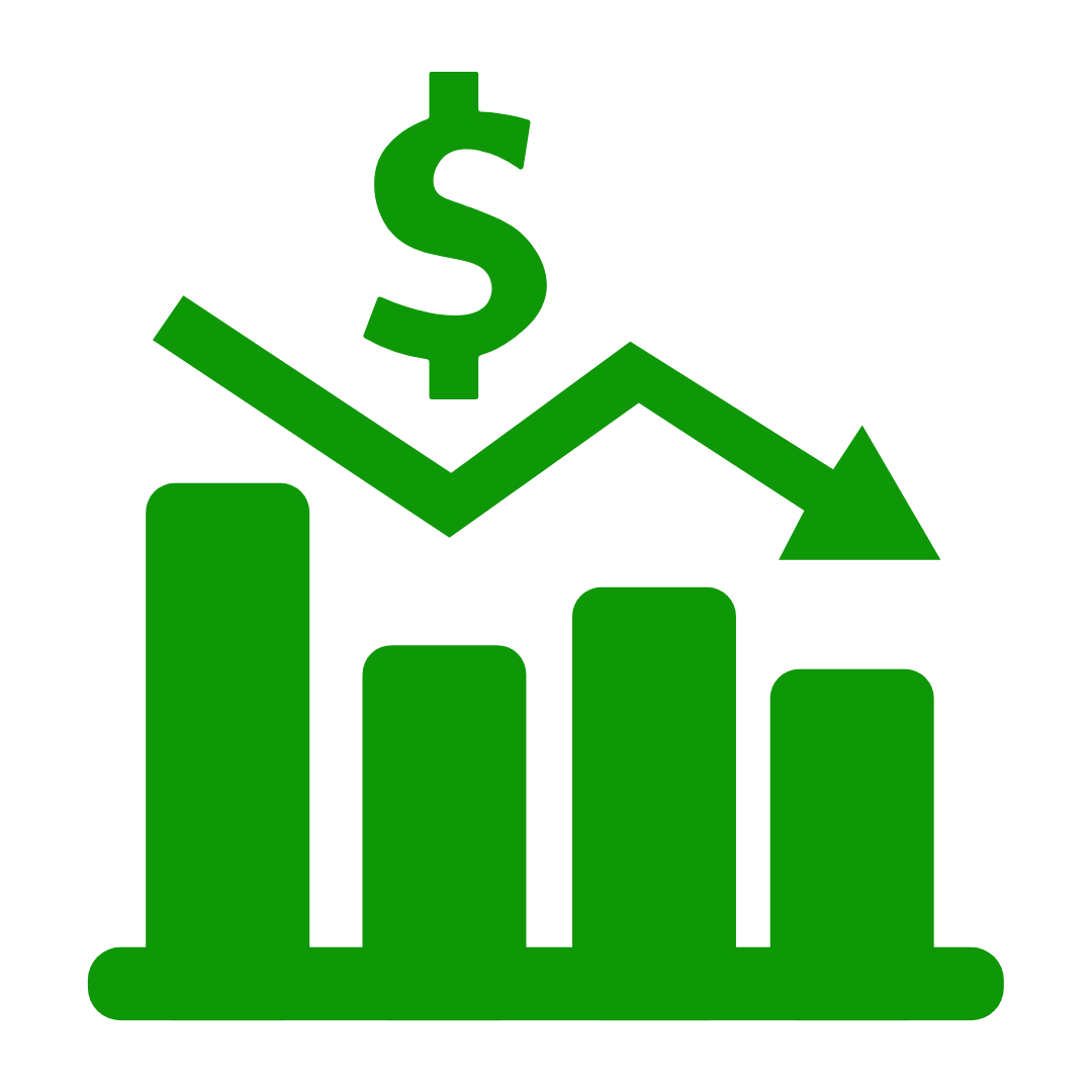 icon of money in a downward trend