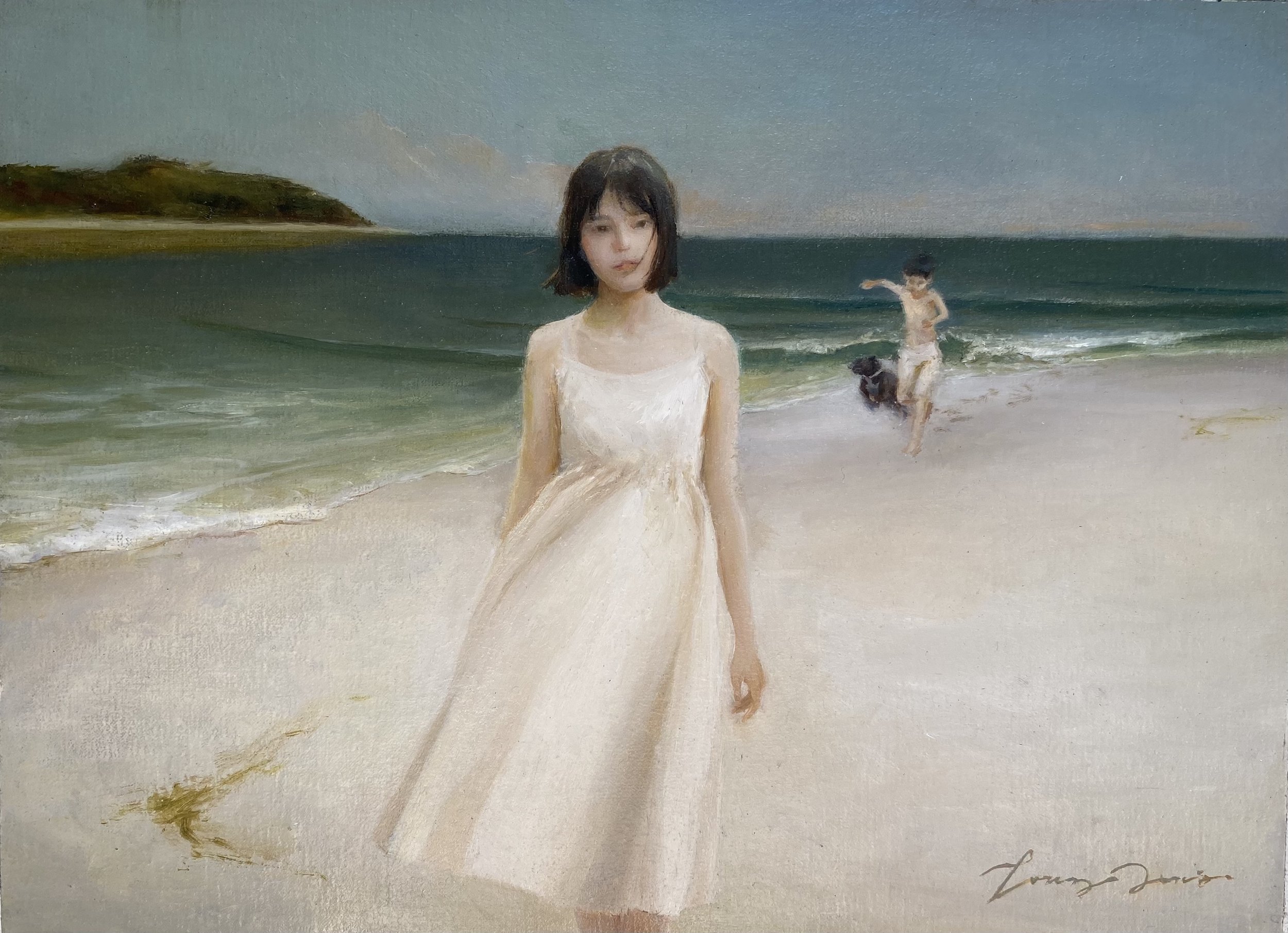 NARCISO,+AT+THE+BEACH,+OIL+ON+LINEN,+35x25.5+CM,+1700+USD.jpeg