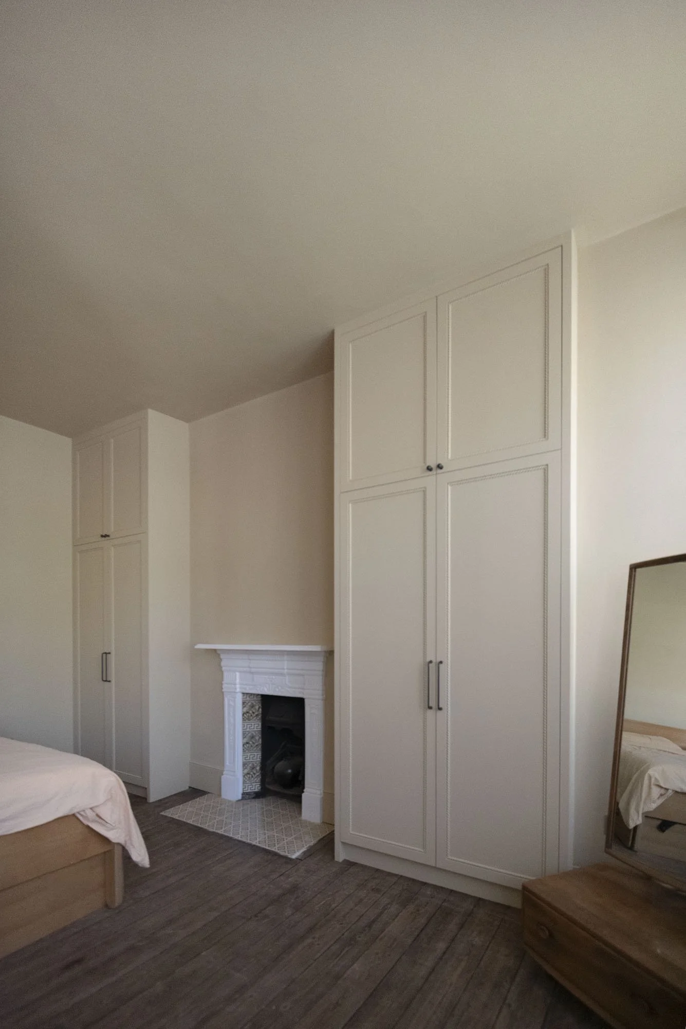 Top box storage section inside custom built wardrobes