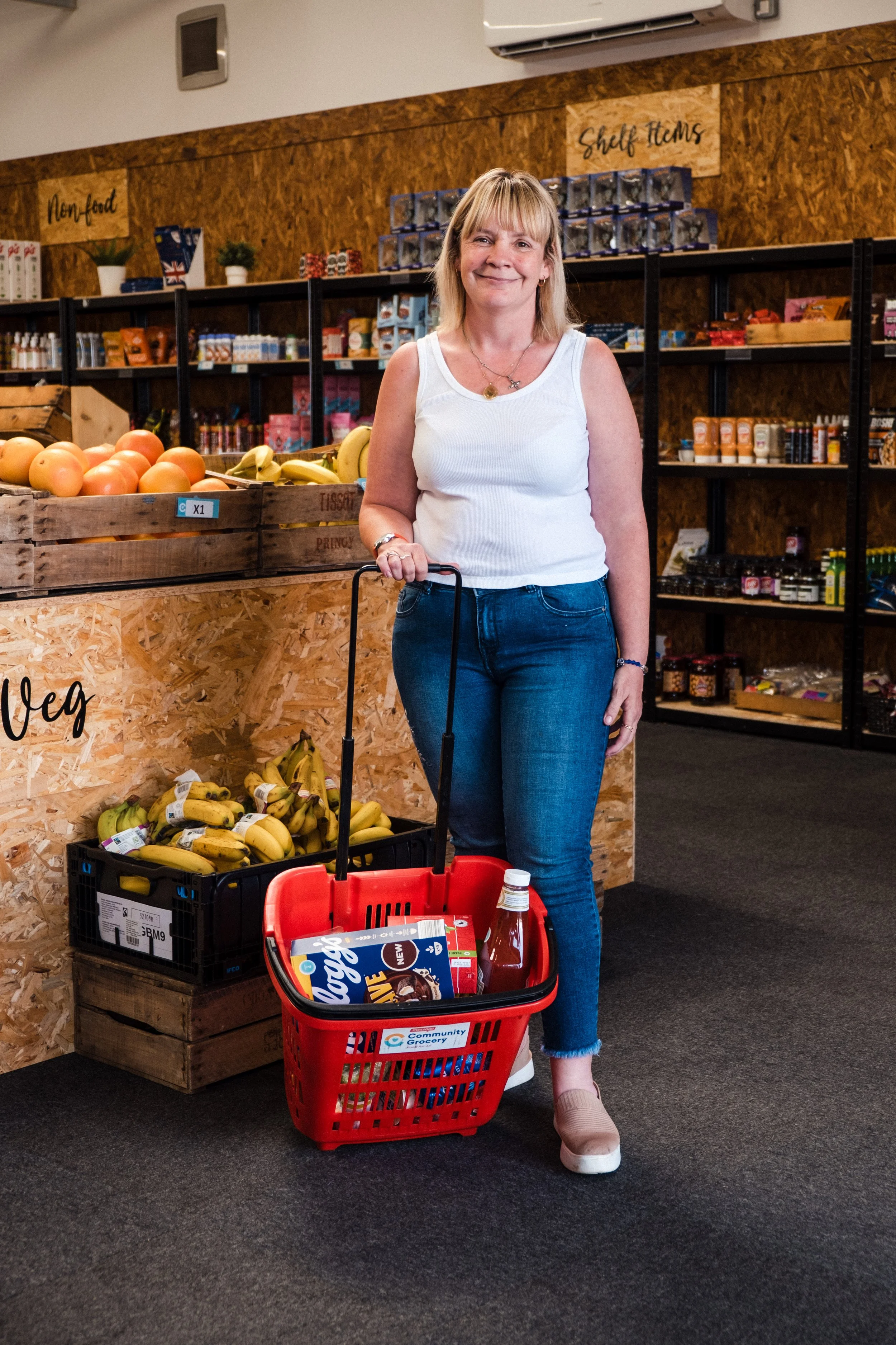 Sharon is a member of the Community Grocery in Sharston, one of a chain of other shops across the country that is helping support food needs in the cost of living crisis. Over 43,000 families now rely on these low cost weekly shops and access to free