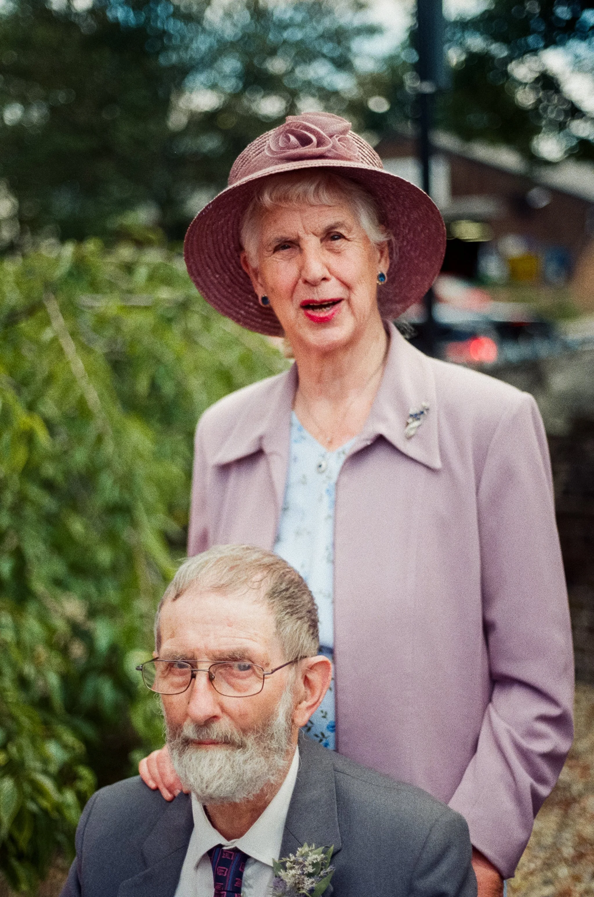This is Anne and Brian, my grandparents, at my cousin’s wedding. Anne loves hats and Brian doesn’t like having his picture taken.