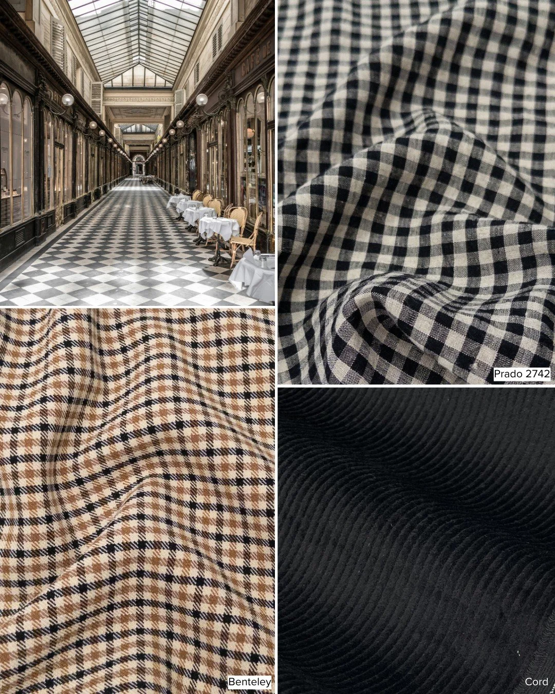 Exploring texture and pattern through a mix of linen yarn-dyed checks, classic suiting, and rich corduroy. These are the fabrics that inspire our European Poise story.

#gordonfabricsltd #fw26 #fallinspo #fallmoodboard #fallfabric