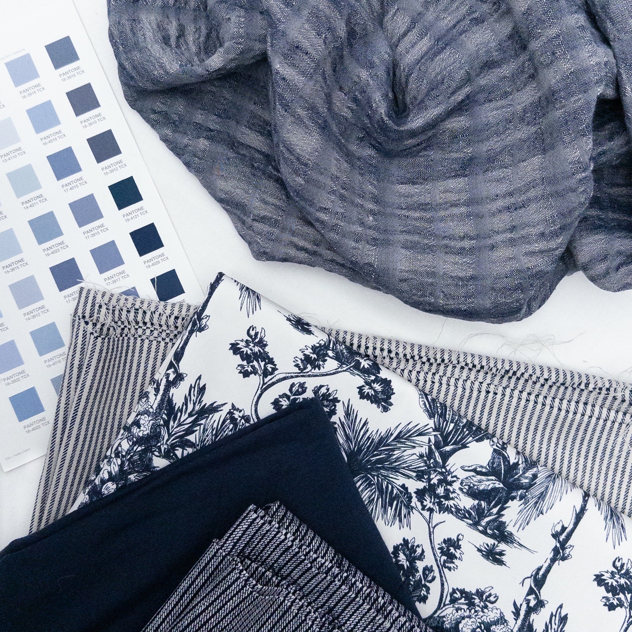 Dreamy indigo blues balanced with ivory and cream&mdash;a palette that feels both fresh and timeless.

#gordonfabricsltd #ss27 #springinspo #springfabric