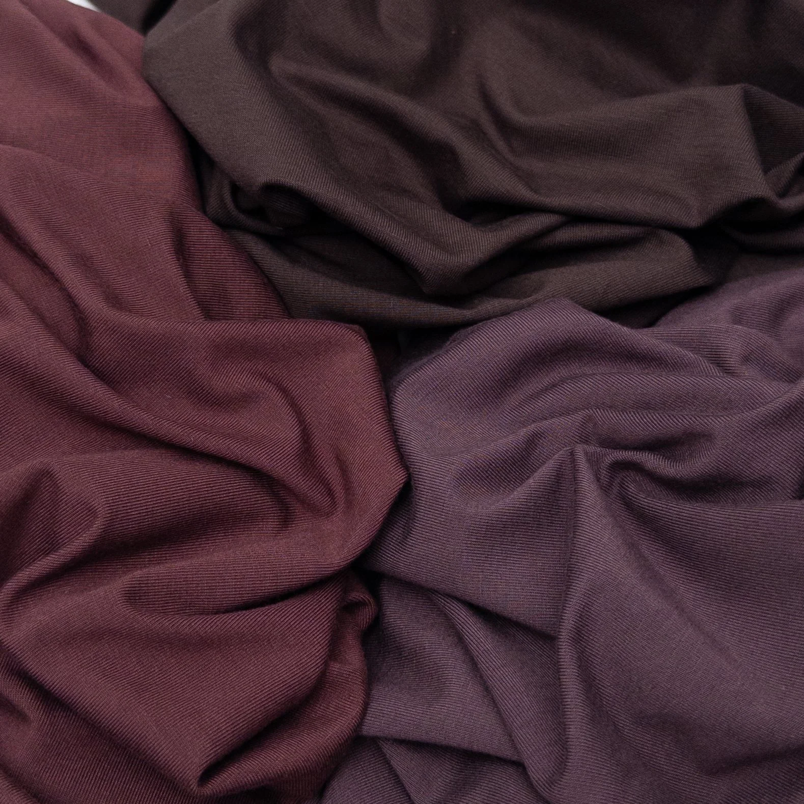 Buttery soft and made with bamboo, Luxor is a staple in our fall collection. ✨ Meet three of our must-have shades: Eggplant, Raisin, and Espresso.

With a weight of 240 GSM, it makes luxuriously soft and drapey tops, dresses, or lounge sets. 

Luxor 