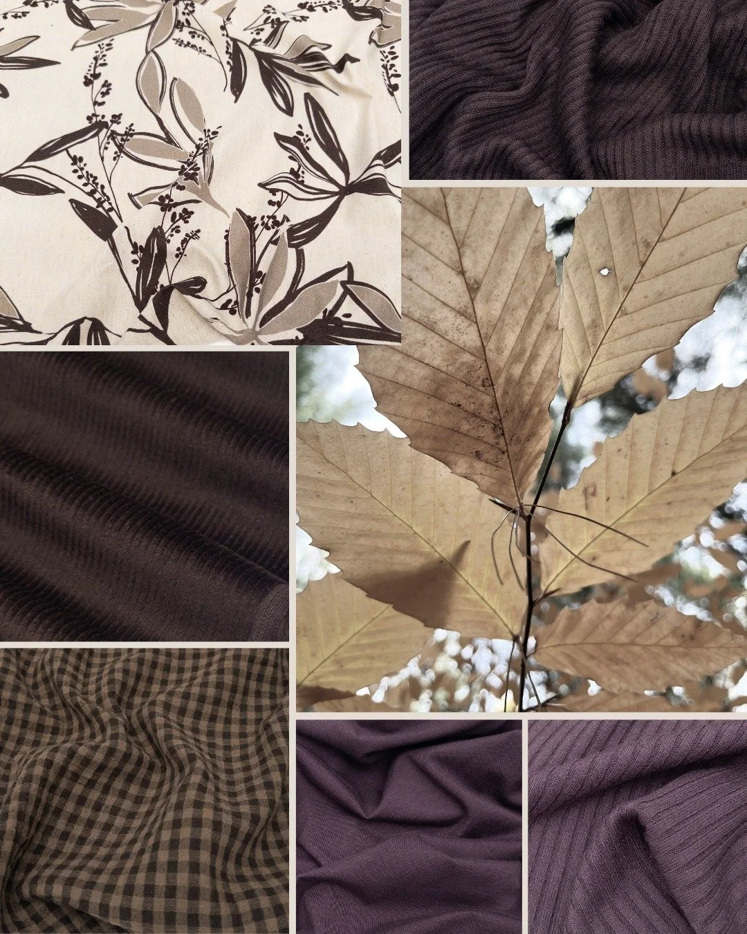 Coffee bean shades meet natural-tone prints, accented with a pop of eggplant. Rib knits, corduroy, soft jersey knits, and gingham double gauze come together to create depth, warmth, and effortless fall texture. 🧸

#gordonfabricsltd #fallfabric #fall