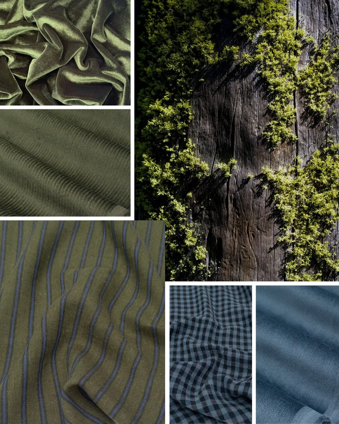 Take a closer look at the mossy greens and petrol blues that inspired our Eclectic Meadow story.

#gordonfabricsltd #fw27 #fallinspo #fallfabric