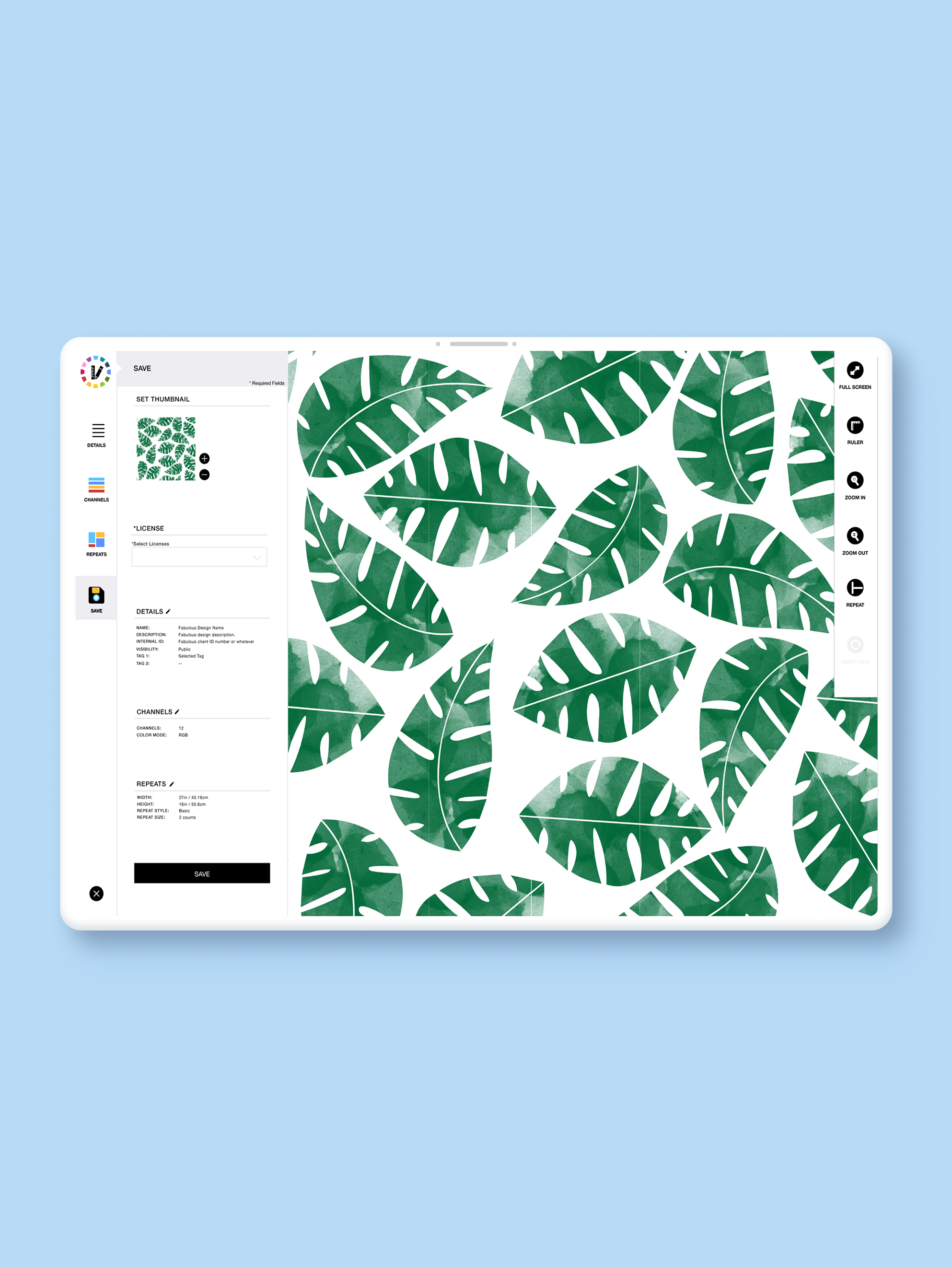 Customize any fabric or paper's colors with WeaveUp's Channel Customizer