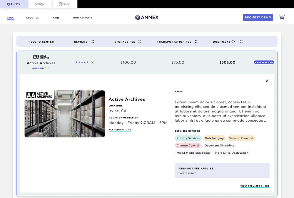 Can select and sign up for storage service