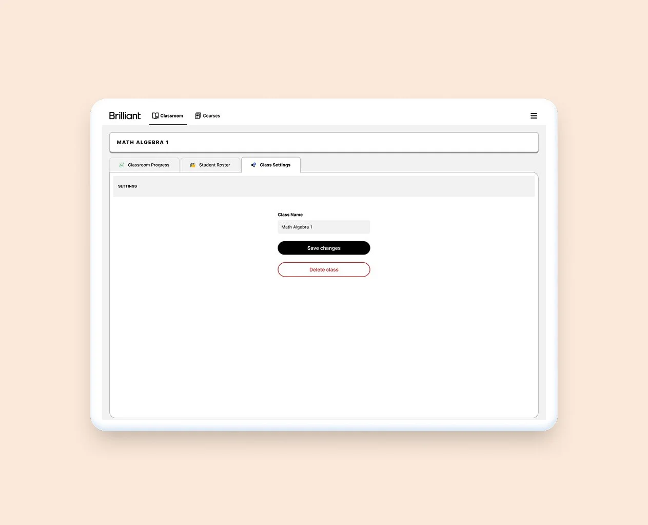 Moving the class management to it's own tab allows for a clearer experience, and space for future features