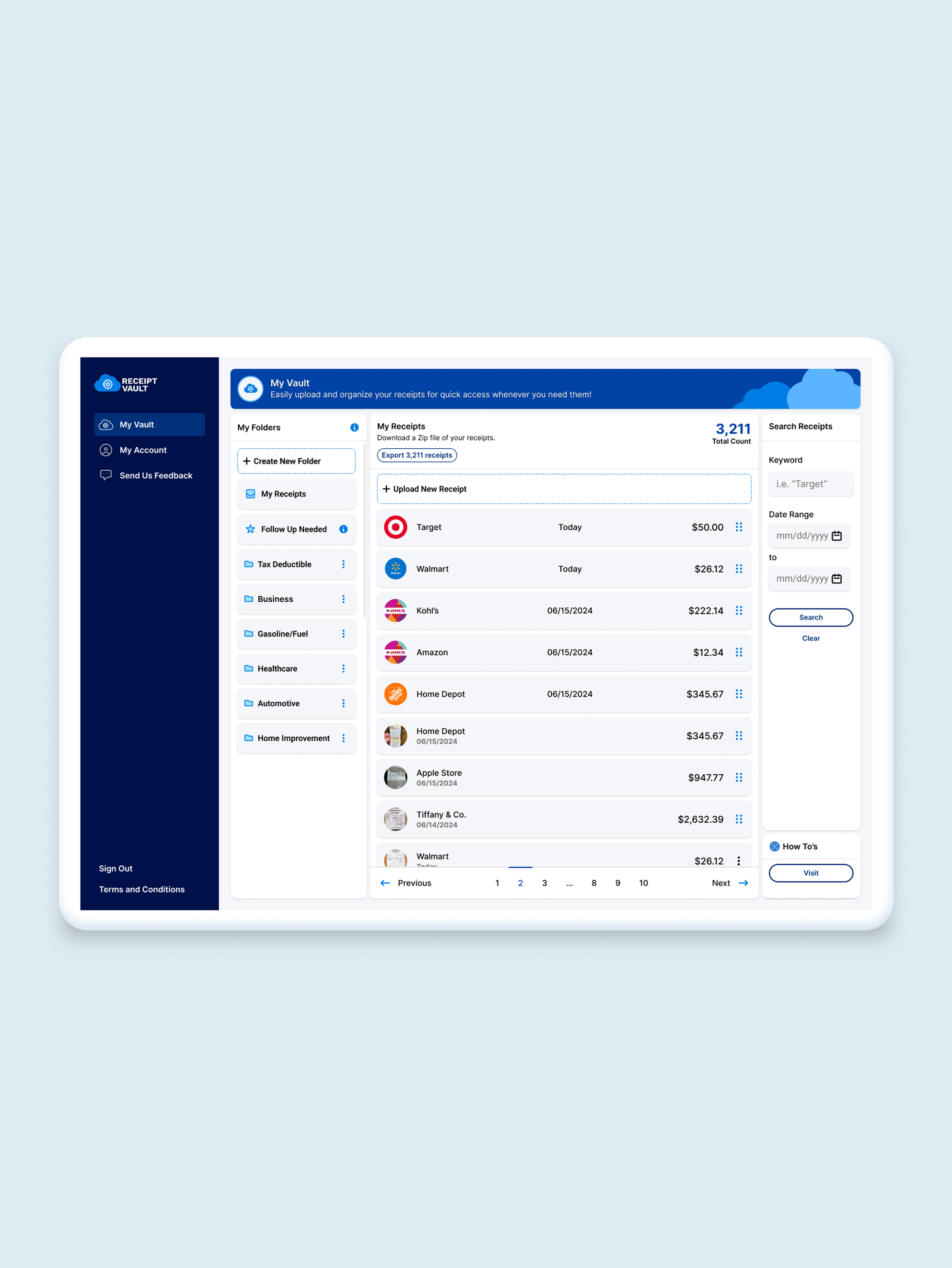 Helping people keep track of their purchase return windows and warranties with Receipt Vault