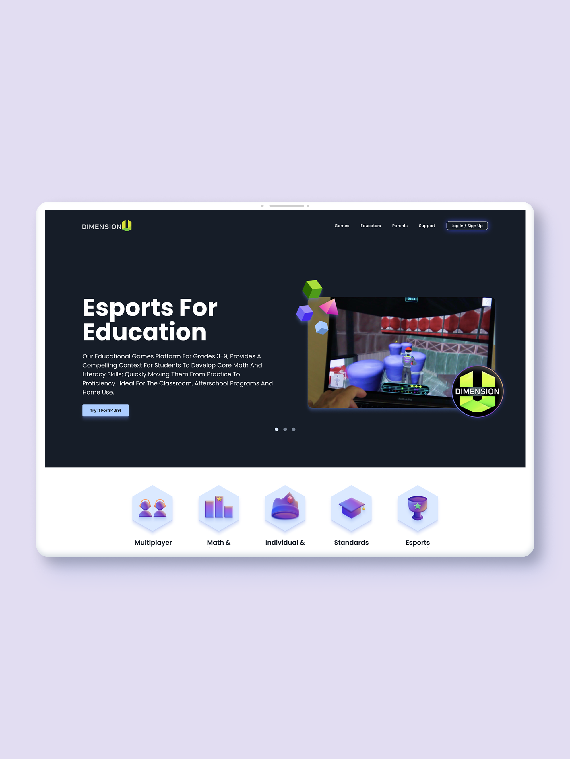Refreshing a fun STEM Esports company website for DimensionU