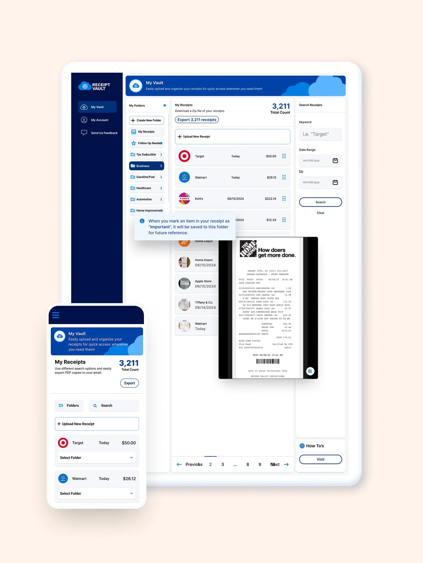 Helping people keep track of their purchase return windows and warranties with Receipt Vault