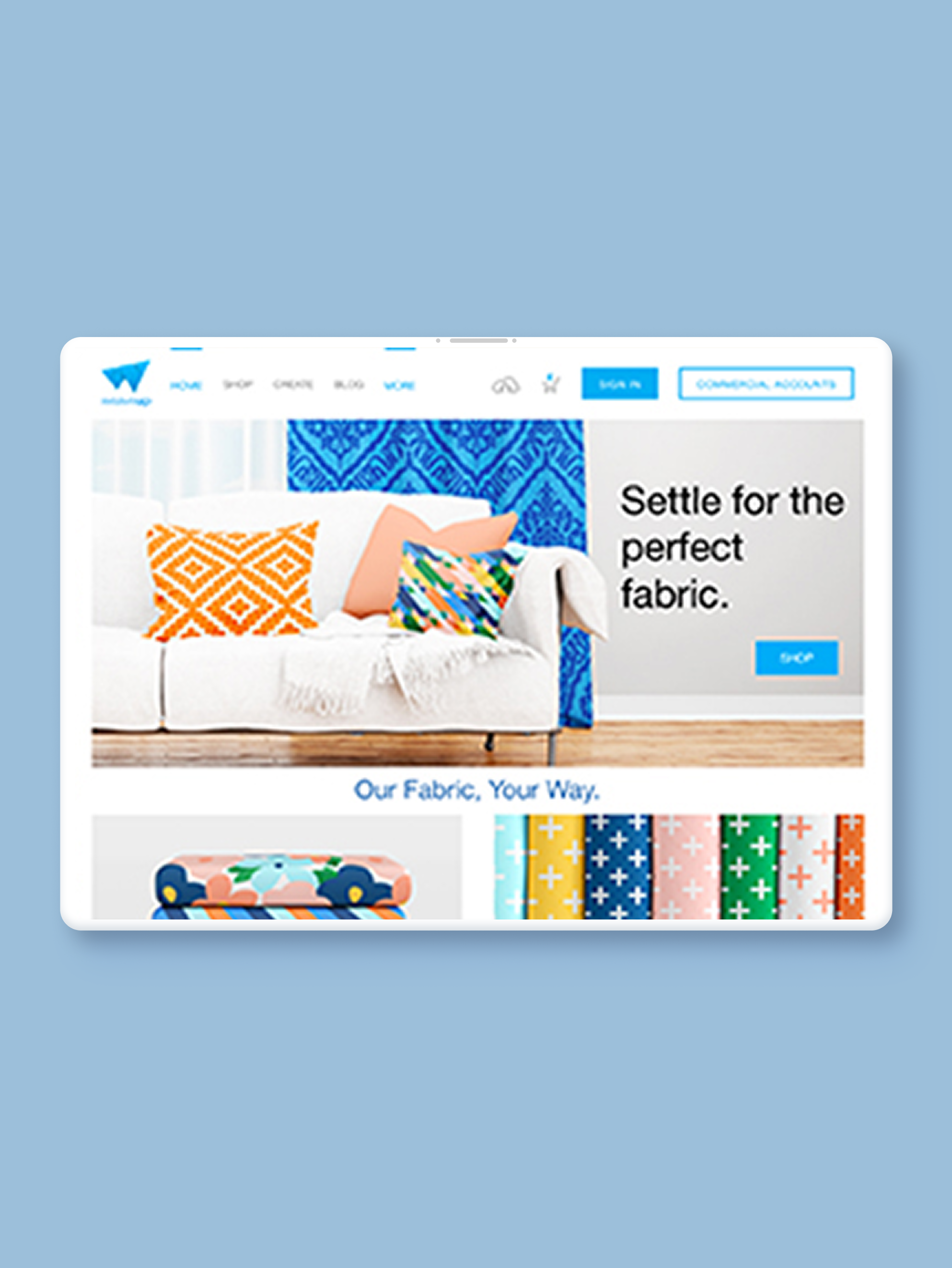 Creating content, managing social media, and webdesign for WeaveUp, a fabric e-commerce platform