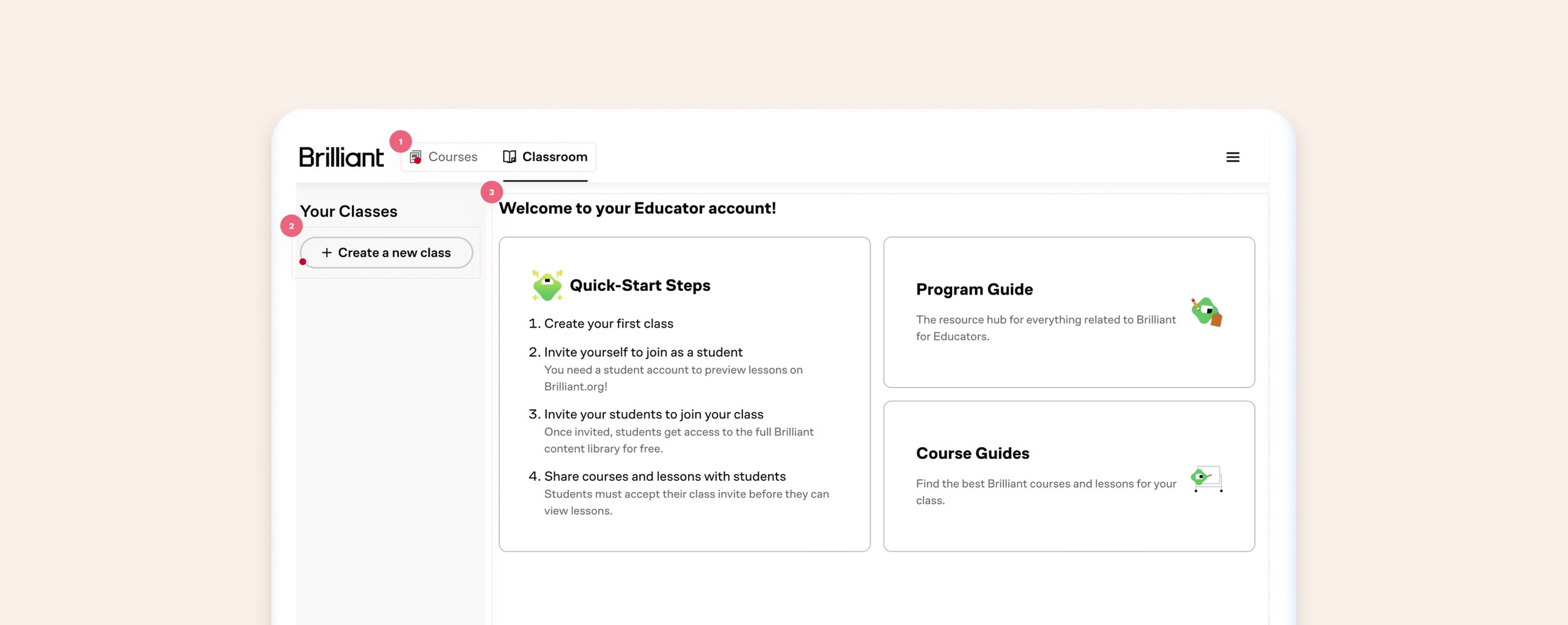 Brilliant for educators old dashboard