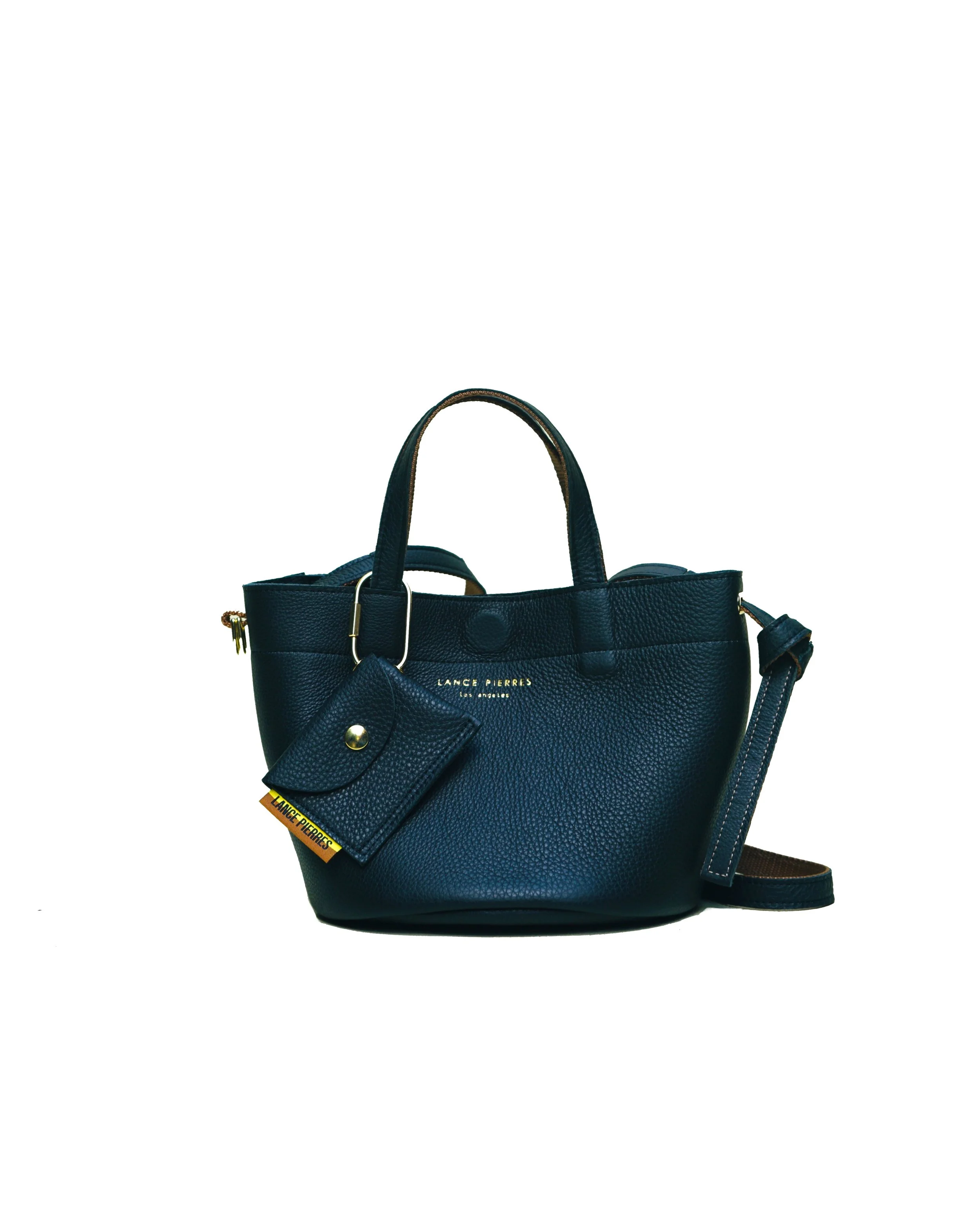 minibongo 01 (classique) crossbody minitote: "carbon" double face plonge pebble calf