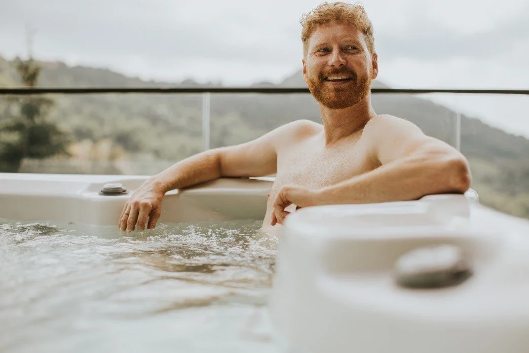 man in the hot tub