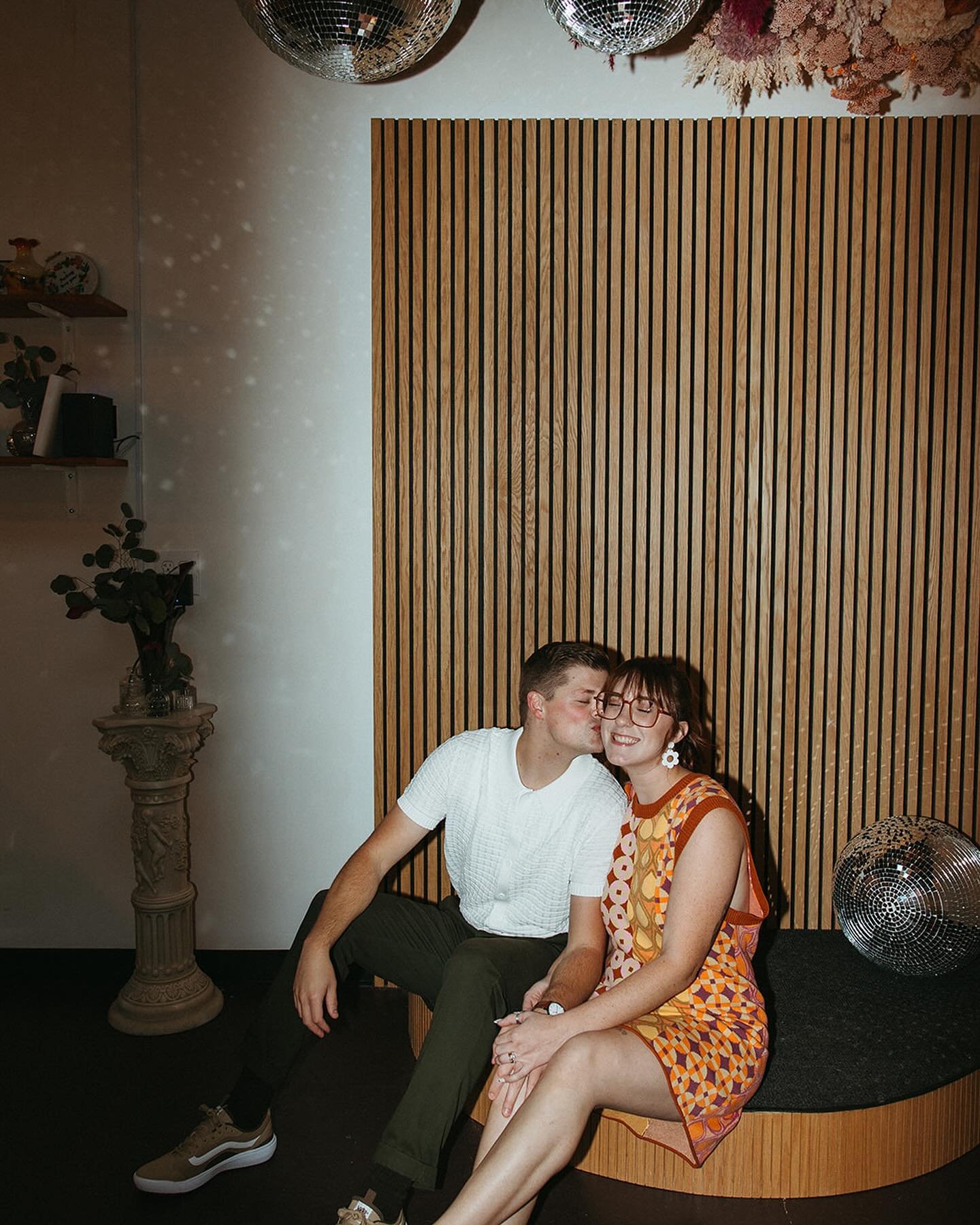 Thinking of this dreamy 70s inspired engagement session as we prep for our next wedding this afternoon and @theglitterboys Vegas Night tonight 💕 

📸 @maddybethunephoto