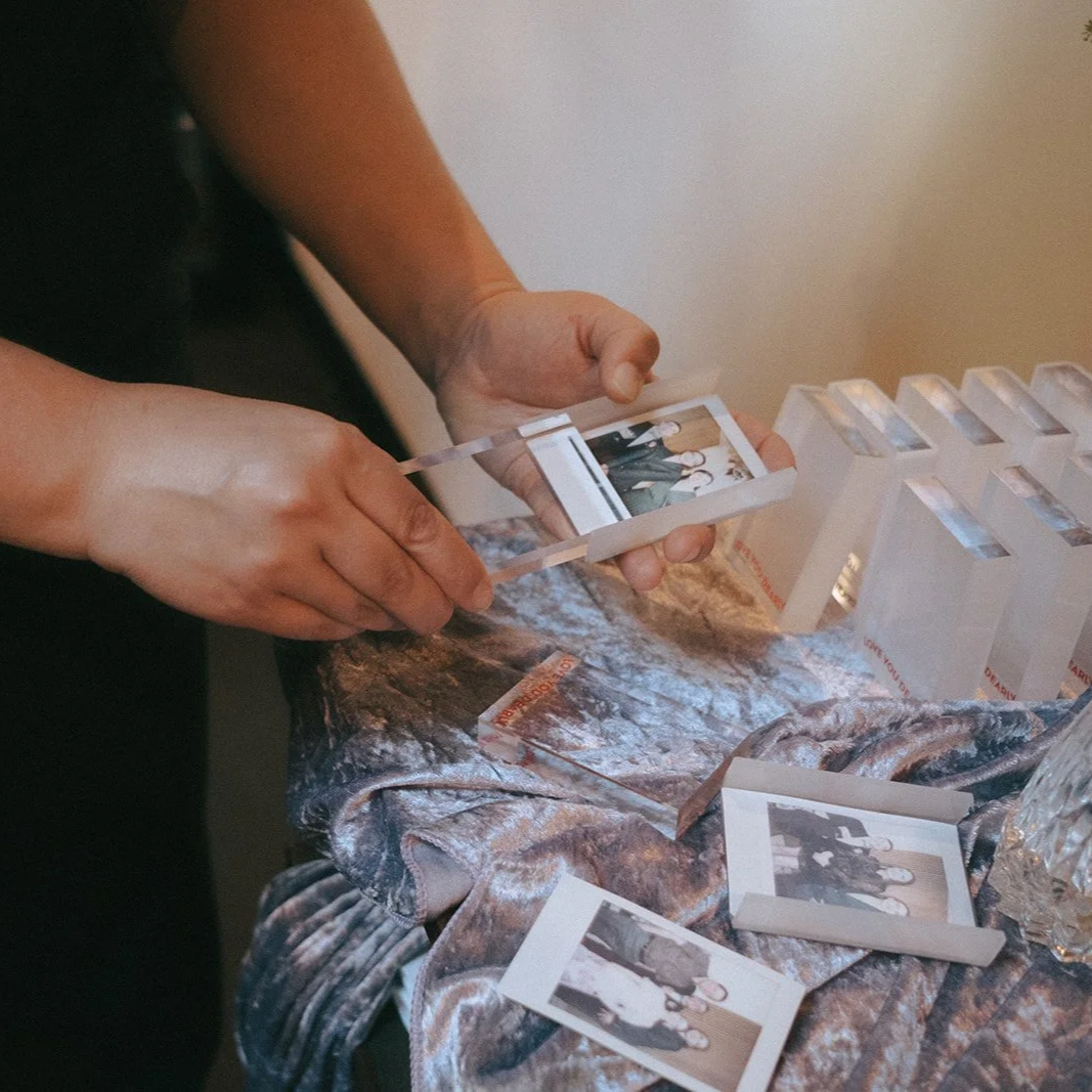  G &amp; E chose our  Love on Top  package. They took polaroids with each guest for their Dearly favors, and also gifted each guest a different book with a custom bookplate inside to commemorate their day.  