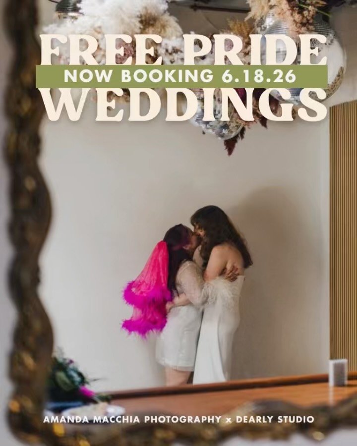 The booking link is live (stories + bio) and there are only THREE spots to claim 🌈 🌈 🌈 

ICYMI @amandamacchiaphoto x @dearly.studio are teaming up to offer three queer couples the chance to get married for free on June 18th. 

That&rsquo;s a Quick