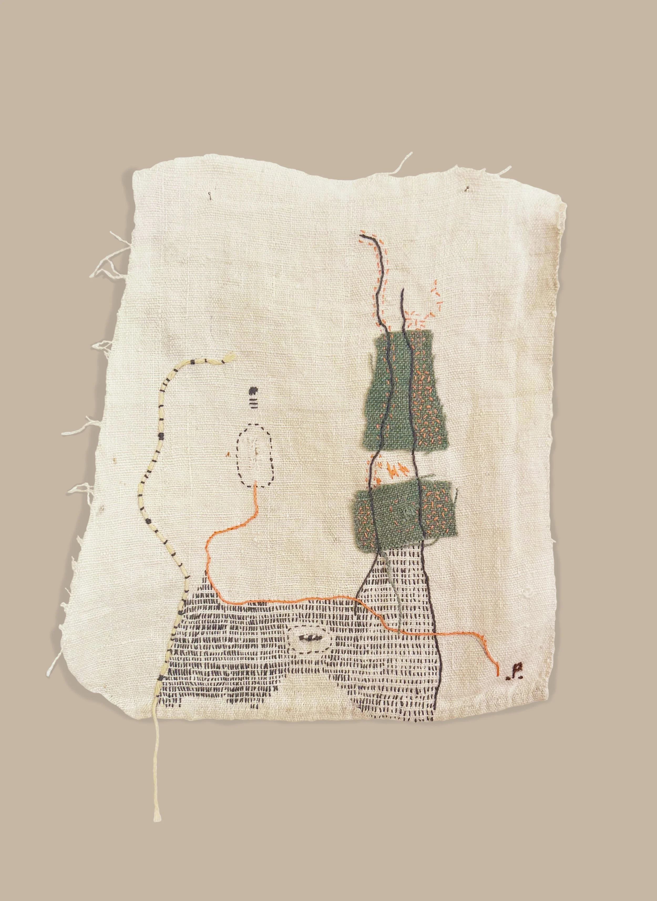 Bordado sobre lino 35*30 cm