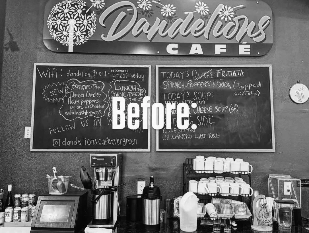 Recent work from the Annie Imogene studio — handcrafted chalkboard and window art inspired by storytelling, seasonal spaces, and the character of local places.